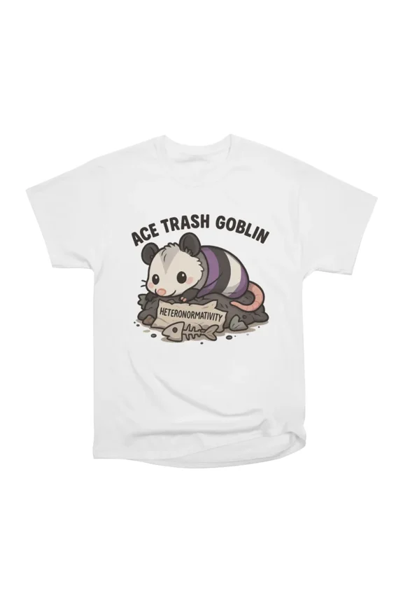 Ace Trash Goblin Cute Asexual Pride Possum Design T-Shirt Tee Gift For Him Merch For Her A