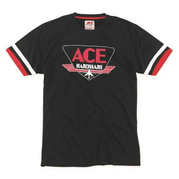 Ace Vintage Threads 8098064 Short Sleeve Men Crew Neck Tee Shirt - Black - Large