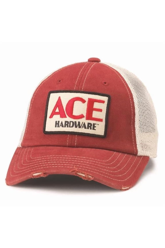 8098059 Headwear Logo Baseball Cap, Stone & Red - One Size