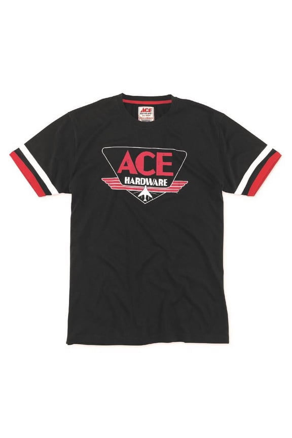 M Short Sleeve Men's Crew Neck Black Tee Shirt