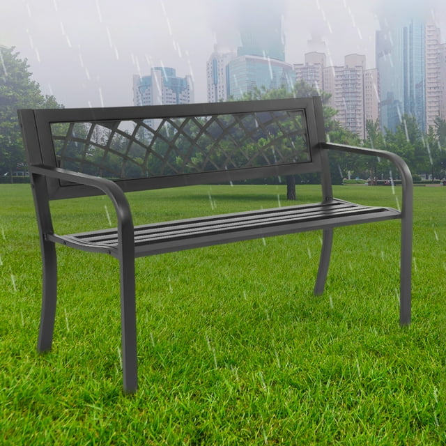 Ace Weather Resistant Metal Black Outdoor Bench