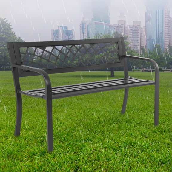 Ace Weather Resistant Metal Black Outdoor Bench