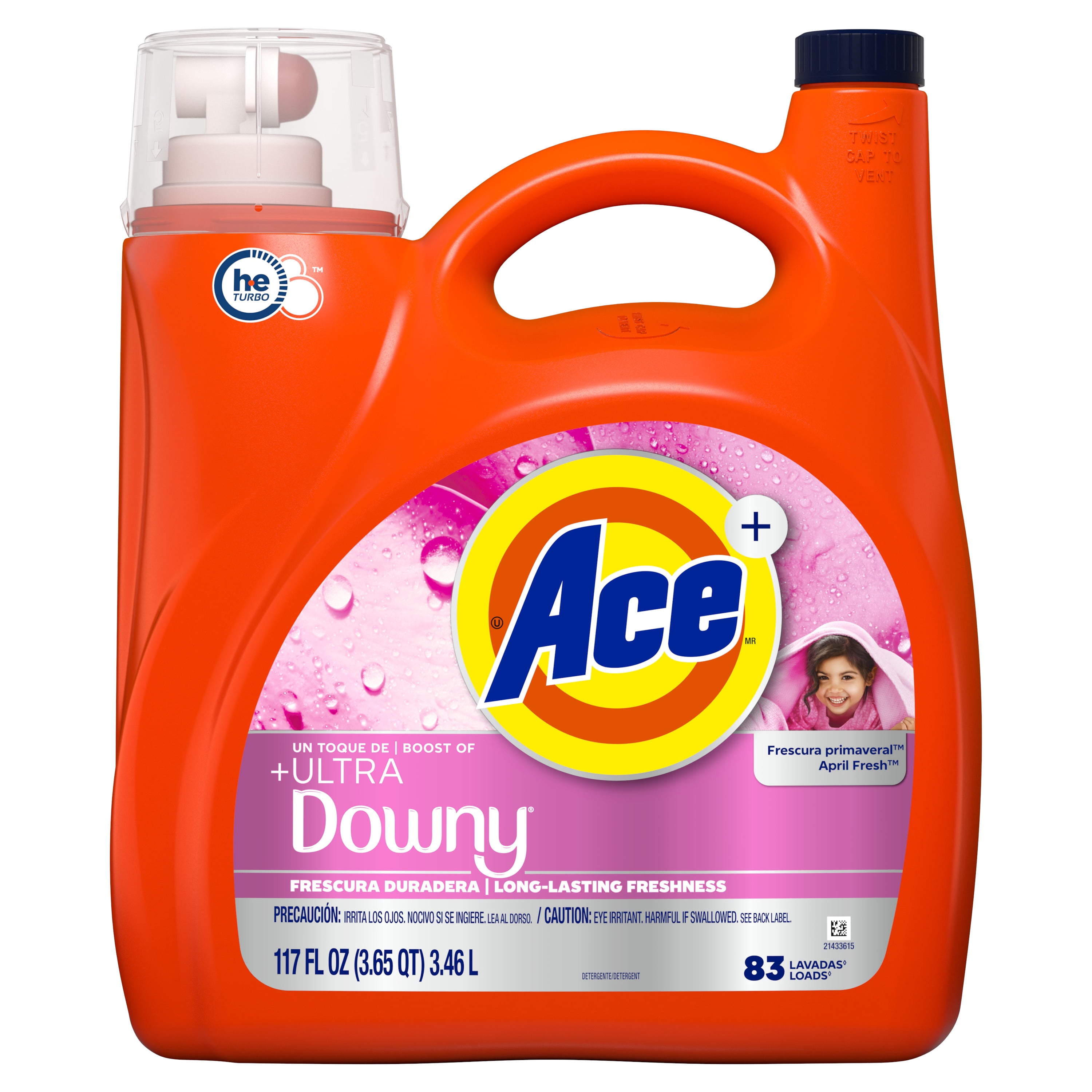 Ace With Touch Of Downy Liquid Laundry Detergent, April Fresh Scent, 117 fl oz, 83 Loads