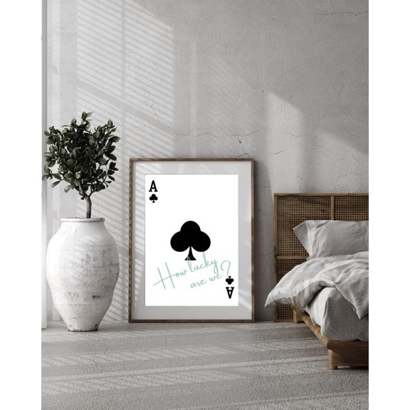 Ace of Clubs Lucky Card Print Inspirational Quote Poster Decor, Stretched Canvas Size 12x18 F03.1.22l343