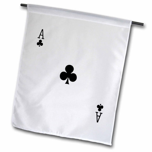 3dRose, Ace of Clubs playing card - Black club suit - Gifts for cards game players of poker bridge games, 12 x 18 inch Garden Flag