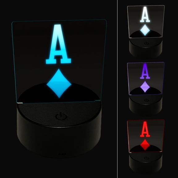 Ace of Diamonds Card Suit LED Night Light Sign 3D Illusion Desk Nightstand Lamp