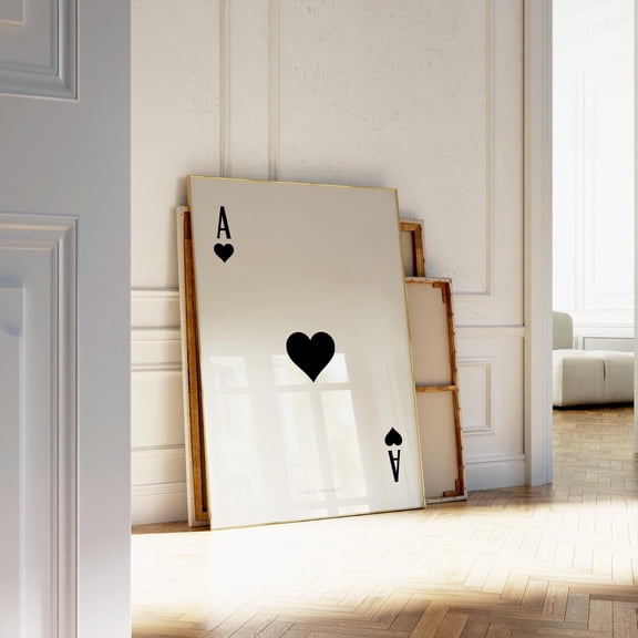 Ace of Hearts wall art Print, Playing Card Poster, Trendy Retro Art, Bar Decor, apartment Aesthetic Kitchen, Dorm Room | Unframed Paper Print