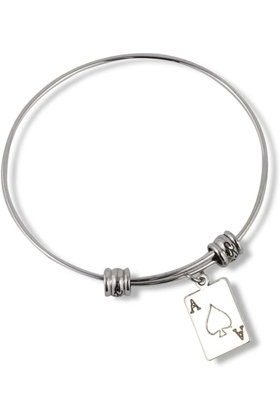 Ace of Spades Bracelet | Bangle Gift for Kids Women Men Girls and Boys Jewelry Playing Card Poker and Game Accessories