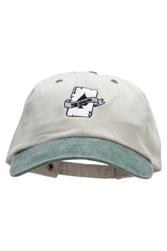 Ace of Spades Embroidered Pigment Dyed Wash Cap - Beige Green OSFM