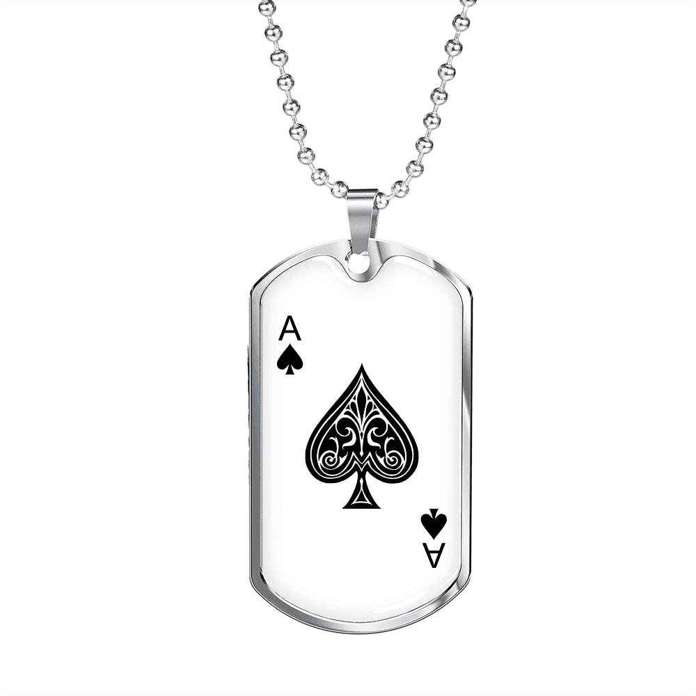 Ace of Spades Gambler Necklace Stainless Steel or 18k Gold Dog Tag 24 Chain Walmart