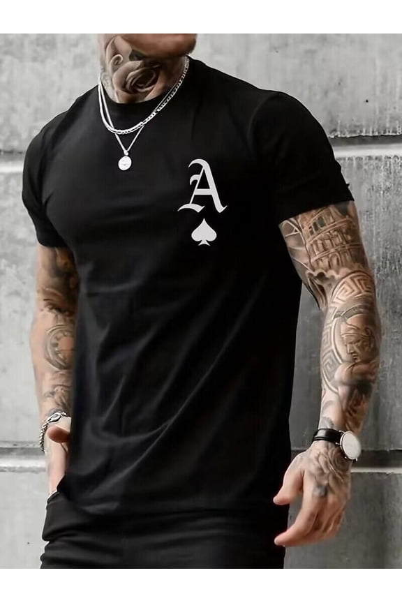 Ace of Spades Letter A Black Fashion Spade Graphic Tee Soft