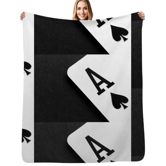 Ace of Spades Monochrome Playing Card Flannel Blankets Soft Warm Throw Blanket Autumn Camping Bedroom Aesthetic Bedspread