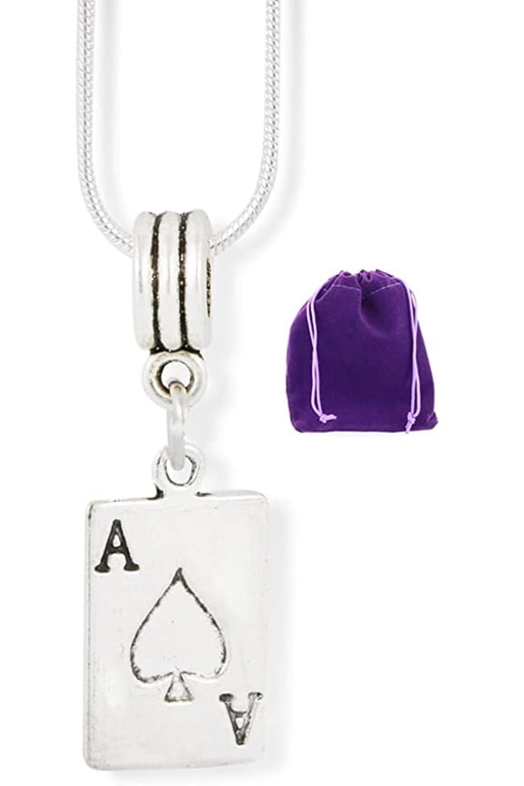 Ace of Spades Necklace | Pendant Gift for Women Men Jewelry Playing Card Poker and Game Accessories