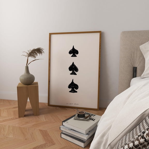 Ace of Spades Playing Card Art Print, Retro Bar Cart Decor, Mid Century Wall Art Unframed Paper Print