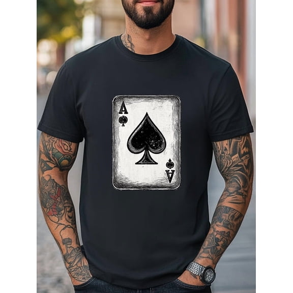 Ace of Spades Poker Graphic Print T-Shirt Unisex Men Women Trendy Tee Casual Tee
