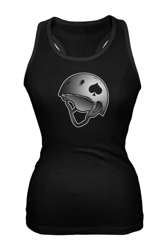 Ace of Spades Roller Derby Helmet Black Juniors Soft Tank Top - Medium