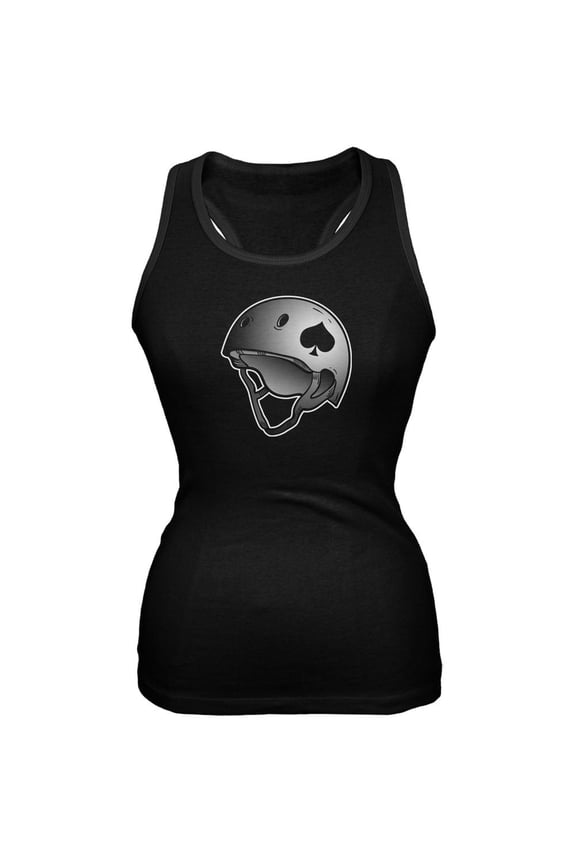 Ace of Spades Roller Derby Helmet Black Juniors Soft Tank Top - X-Large