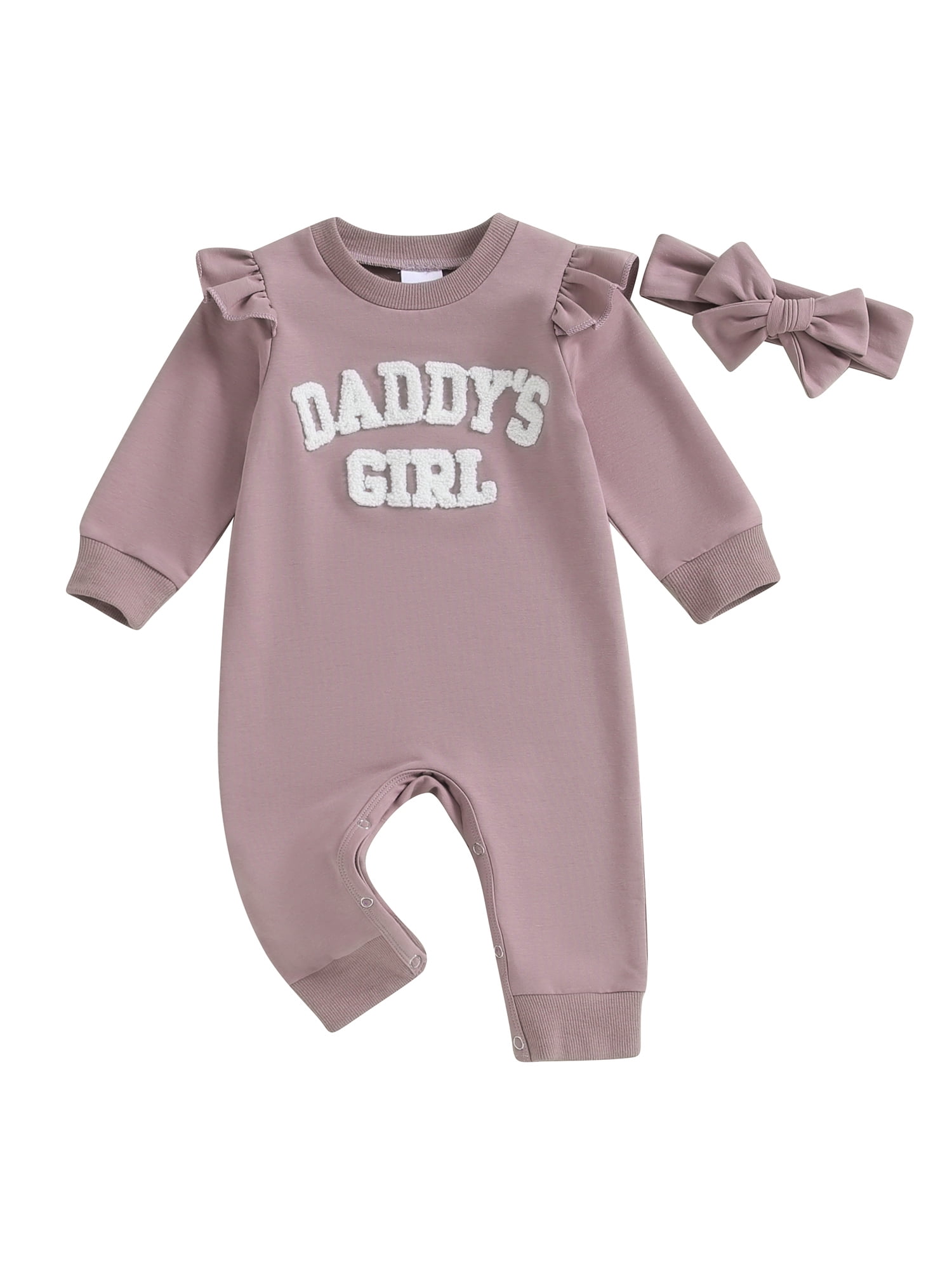 Embroidered Baby Girl Romper with Lace Trim Footless Crawling Suit Children