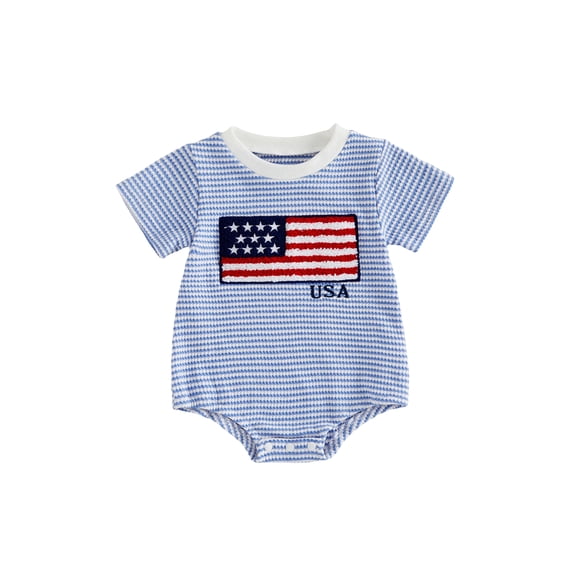 AceBaby 4th of July Romper for Baby at 0-18M,95% Cotton