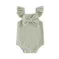 thumbnail image 1 of AceBaby Baby Girl 95% Cotton Bow Striped Waffle Bodysuit Soft Newborn Clothes for Age 0-18M, 1 of 8