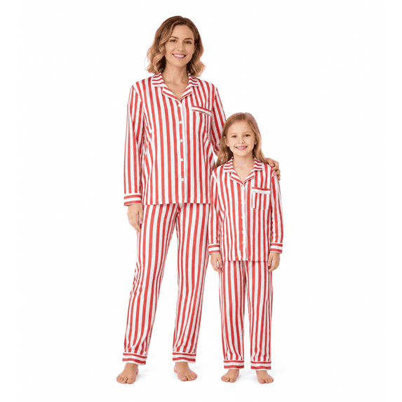AceBaby Christmas Family Matching Pajamas Striped Tops and Pants Holiday Sleepwear Loungewear Pjs