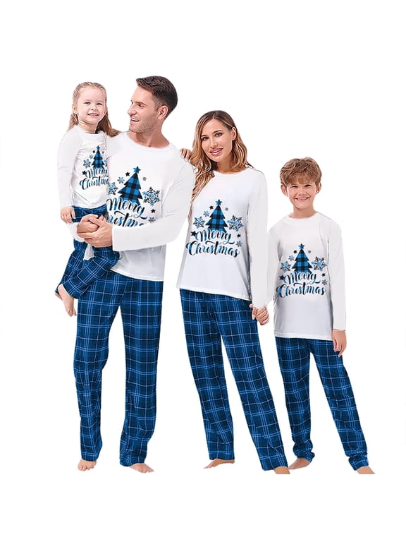 Family Matching Christmas Pajamas Set, Christmas TreeLetter Print Holiday PJs Sleepwear Loungewear for Men/Women/Kids/Baby