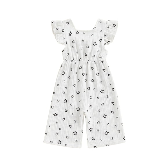 AceBaby Little Girl Summer Floral Print Ruffle Jumpsuit Pants for 6M-4Y,100% Cotton