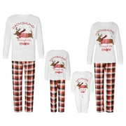 AceBaby Christmas Family Pajamas Matching Set Letter Print Holiday PJs Sleepwear Loungewear for Men/Women/Kids/Baby