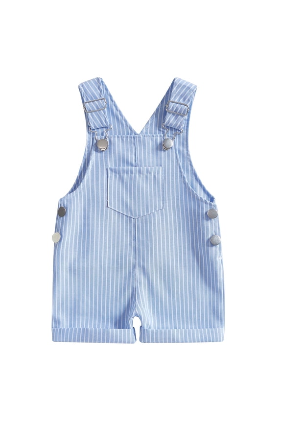 Stripe Print Overall Shorts for Boys and Girls at 3M-3Y,Suspender Sleeveless Jumpsuit