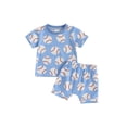 thumbnail image 1 of AceBaby Toddler Baby Boy Summer Baseball Short Sleeve Shirt and Shorts Outfit Set,3M-3T, 1 of 9