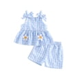 thumbnail image 1 of AceBaby Toddler Baby Girl Outfits,6M-4T Embroidery Plaid Bowknot Sleeveless Tank Tops and Waist Shorts 2Pcs Clothes Set for Summer, 1 of 9