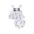 thumbnail image 1 of AceBaby Toddler Baby Girl Summer Outfits Cherry Print Top and Shorts 2Pcs Clothes,Size 3-24M, 1 of 9