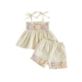 thumbnail image 1 of AceBaby Toddlers Baby Girls Outfits, 6M-4T Tie-up Flower Camisole and Shorts Summer 2Pcs Clothes Set, 1 of 9