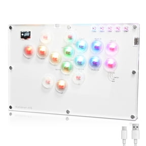 AceGamer Arcade Stick 16Keys All-Button Gamerfinger with Turbo Functions & Custom RGB,Arcade leverless Controller Street Fight for PC/PS3/PS4/Steam Game Keyboard-Supports Hot Swap & SOCD (White)
