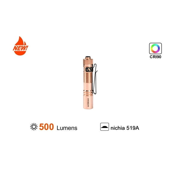 Acebeam Pokelit AA Copper 500 Lumen EDC Flashlight High CRI90 519A LED