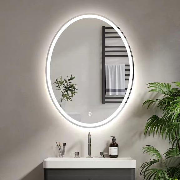 Mango Tile 24x32 Oval LED Bathroom Mirror Anti-Fog Dimmable 3 Color