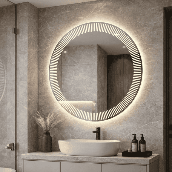 Mango Tile 24 Inch Round LED Bathroom Mirror Anti-Fog Dimmable IP55