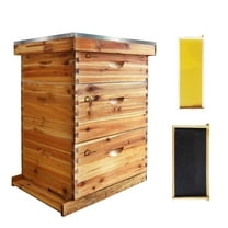 Acekid 10 Frame Bee Hive Box with Honey Spout, Langstroth Beehive Wax-Coated, Complete Honey Bee Hives Starter Kit