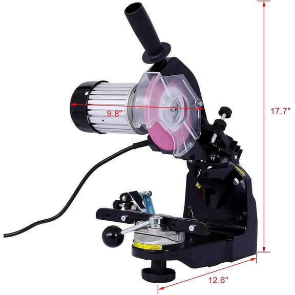 Acekid 120V Chainsaw Sharpener Compact Bench Grinder with Dressing Brick Profile Guide Universal Saw Chain Sharpener Black