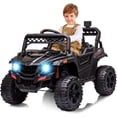 thumbnail image 1 of Acekid 12V Kids Ride on Car Truck w/ Parent Remote Control, LED Lights, Spring Suspension, Music, Black, 1 of 6