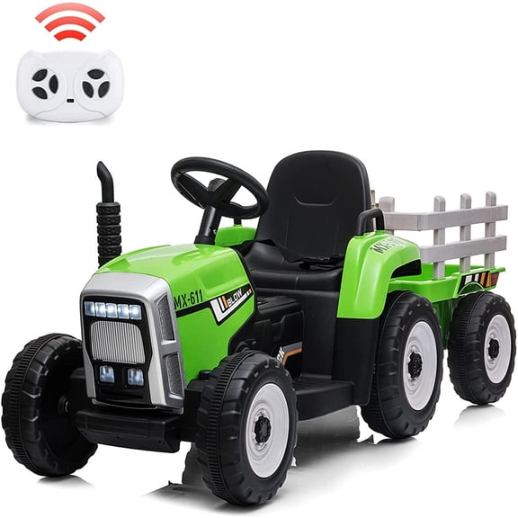 Acekid 12V Ride on Tractor, Electric Tractor with Trailer, Remote Control