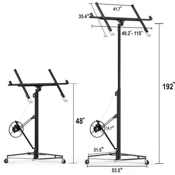 Acekid 16 Ft Drywall Lift Drywall Rolling Lifter Panel 150LBS Heavy Duty Sheetrock Lift with 360° Adjustable Telescopic Arm Black