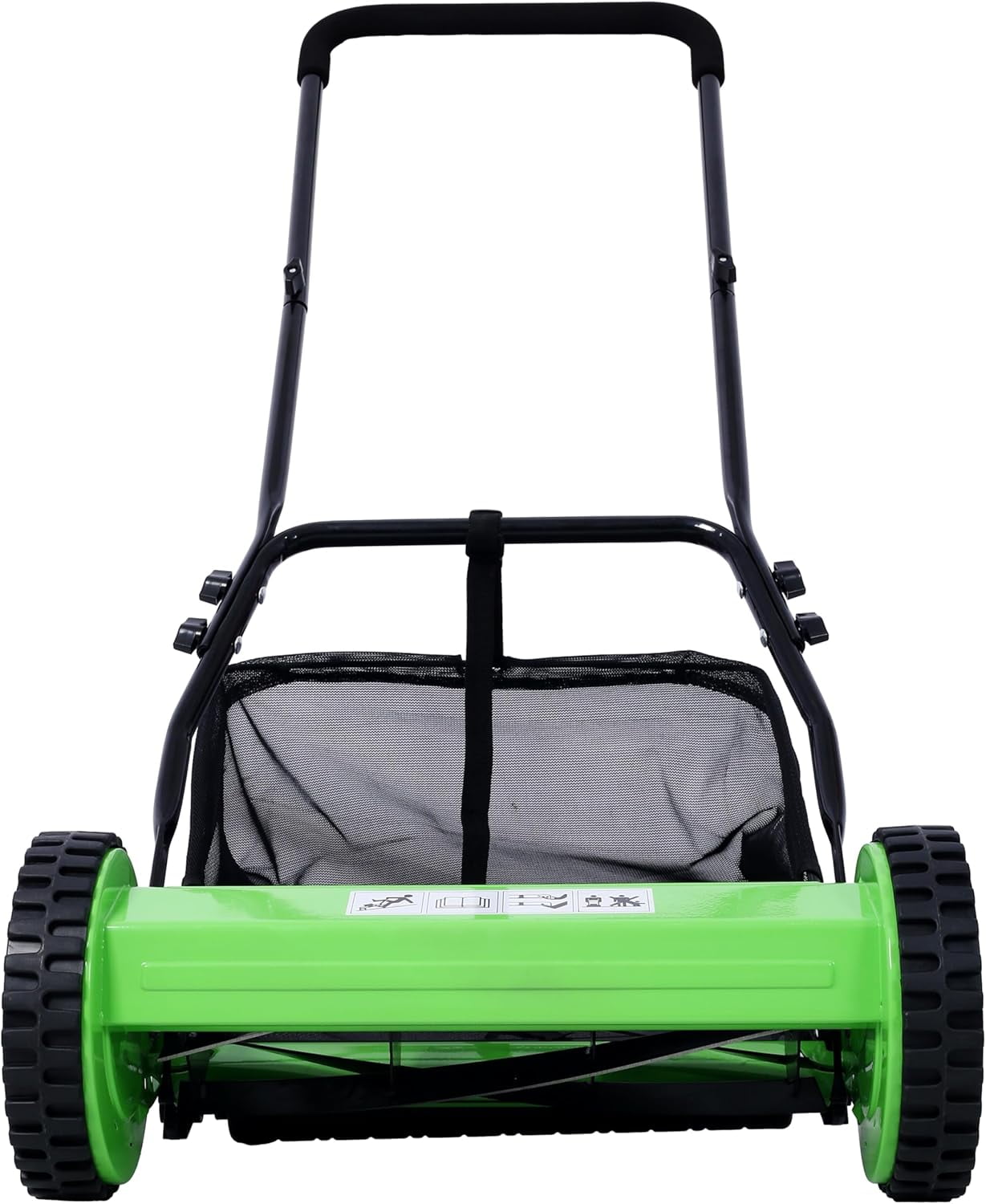 Acekid 16-Inch 5-Blade Push Reel Lawn Mower, 0.6"-1.8" Adjustable Cutting Height, Manual Grass Cutter with Catcher, Green