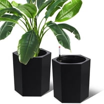 Acekid 16 Inch Tall Planters Set of 2, Self Watering Pots with Water Level Monitor, Bottom Wheels and Drainage Hole, Outdoor & Indoor Plant Pots for Garden, Patio, Balcony, Lounge