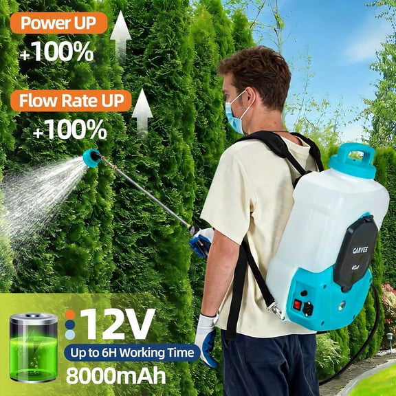Acekid 16L 12V 8Ah Electric Backpack Sprayer with Wheeled Cart, 6 Nozzles, 90PSI, White/Blue