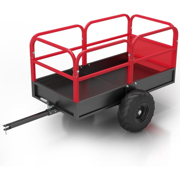 Acekid 1700 LBS Heavy Duty Steel Dump Cart - Hand Pull or Foot Pedal Dump Cart for ATV, UTV, Lawn Mower, Tractor, Large Capacity Yard Garden Cart