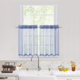 thumbnail image 1 of Acekid 2 Pcs Sheer Tier Curtains Linen Textured Semi Sheer Drapes Kitchen Café Rod Pocket Voile Curtain, Blue, 1 of 7