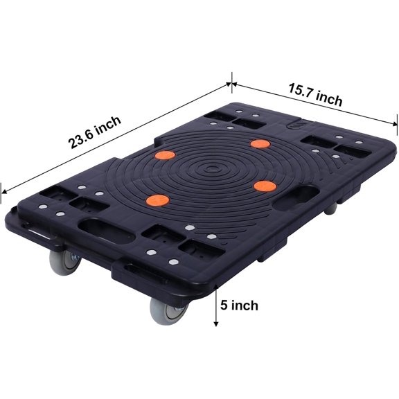 Acekid 2-Piece Dolly Platform Cart, for Travel Furniture with 4 Swivel Casters, Secure Interlocking System Handle, Lightweight Heavy Duty Luggage Cart, Black