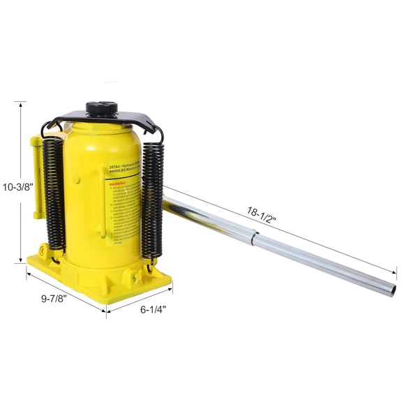 Acekid 20-Ton All Welded Bottle Jack, Pneumatic Hydraulic with Manual Handle and Air Pump, 10.2-19.7 Inch Lift Range, for Vehicles, Yellow