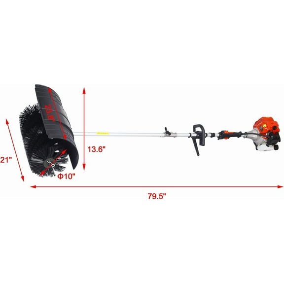 Acekid 21x10in Handheld Lawn Leaf Sweeper 52CC 2 Stroke Gas Power Leaf Sweeper for Lawn Push Snow Sweeper for Cleaning Snow Driveway Black